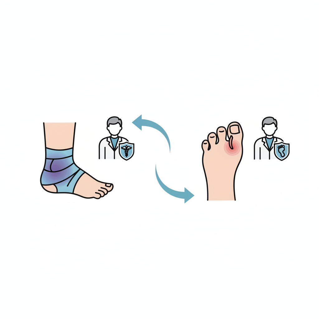 Podolog ve ortopedist arasındaki farkları gösteren basit bir infografik.